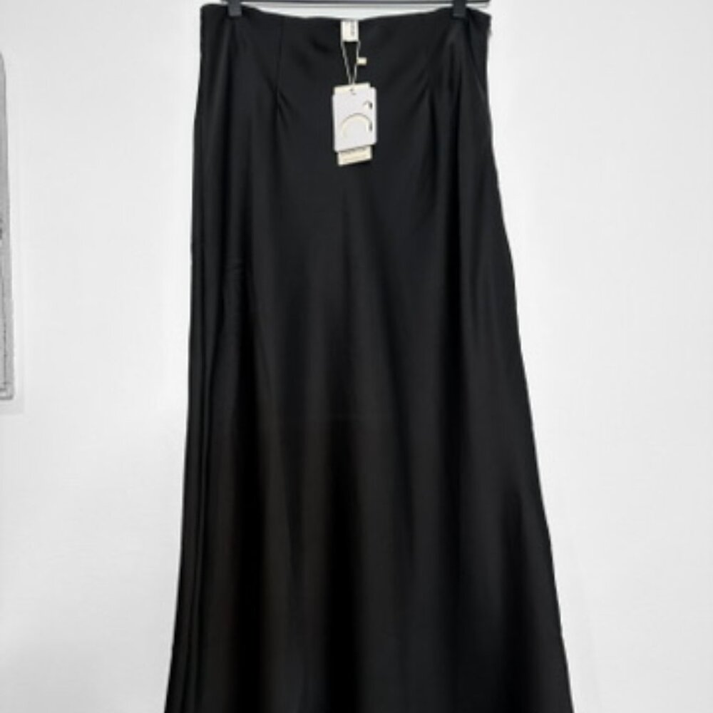 Black Commense Satin Maxi Skirt